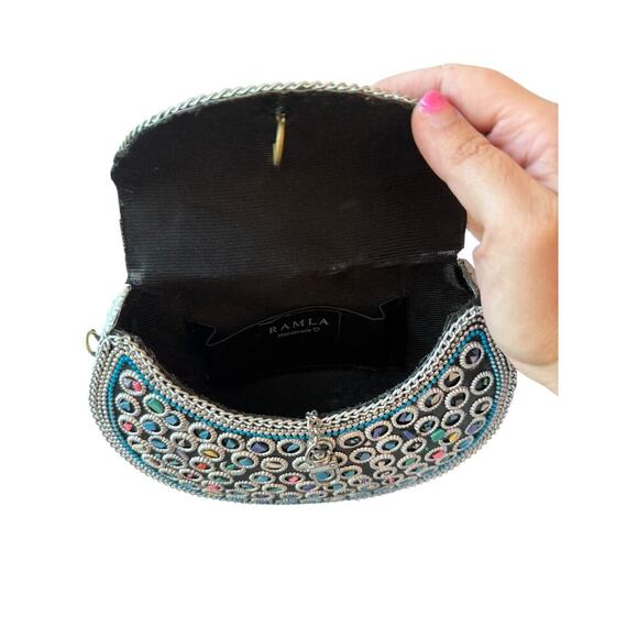 Ramla Women's Multicolor Atom Moroccan Mosaic Stone Crossbody Clutch - Picture 8 of 11